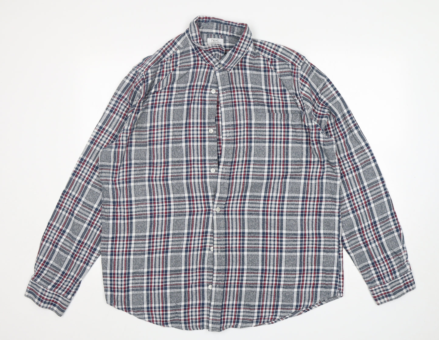 NEXT Mens Multicoloured Plaid Cotton  Button-Up Size XL Collared