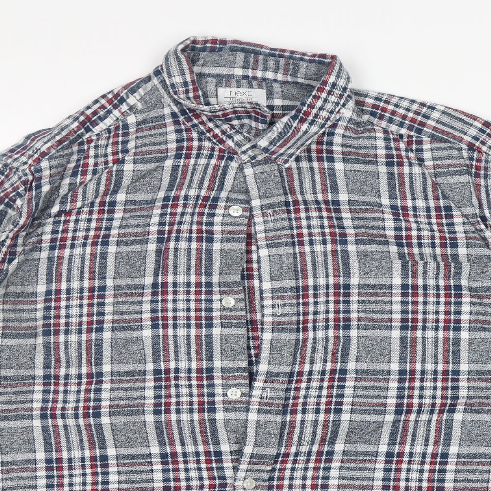 NEXT Mens Multicoloured Plaid Cotton  Button-Up Size XL Collared