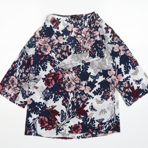 New Look Womens Multicoloured Floral Polyester Wrap Blouse Size 10 V-Neck