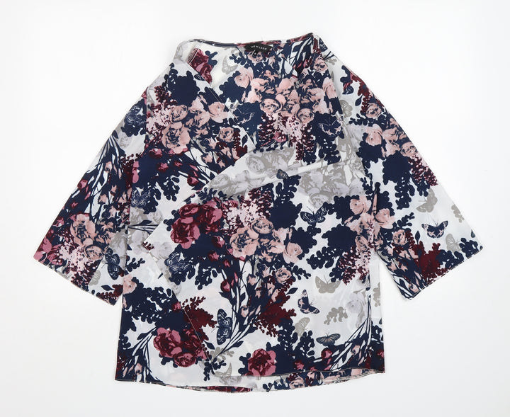 New Look Womens Multicoloured Floral Polyester Wrap Blouse Size 10 V-Neck