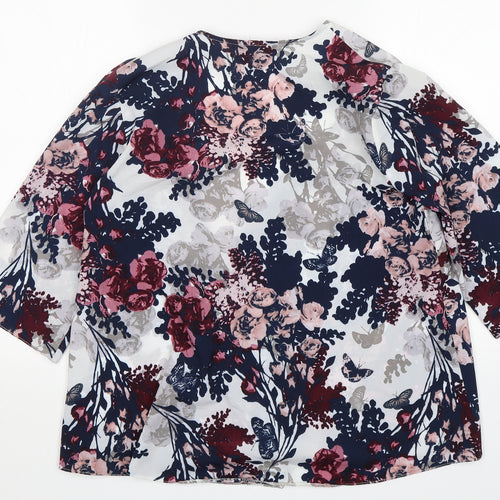 New Look Womens Multicoloured Floral Polyester Wrap Blouse Size 10 V-Neck