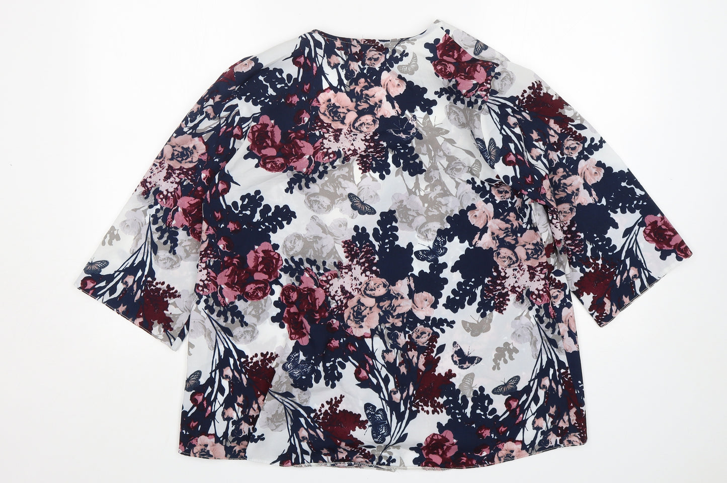 New Look Womens Multicoloured Floral Polyester Wrap Blouse Size 10 V-Neck