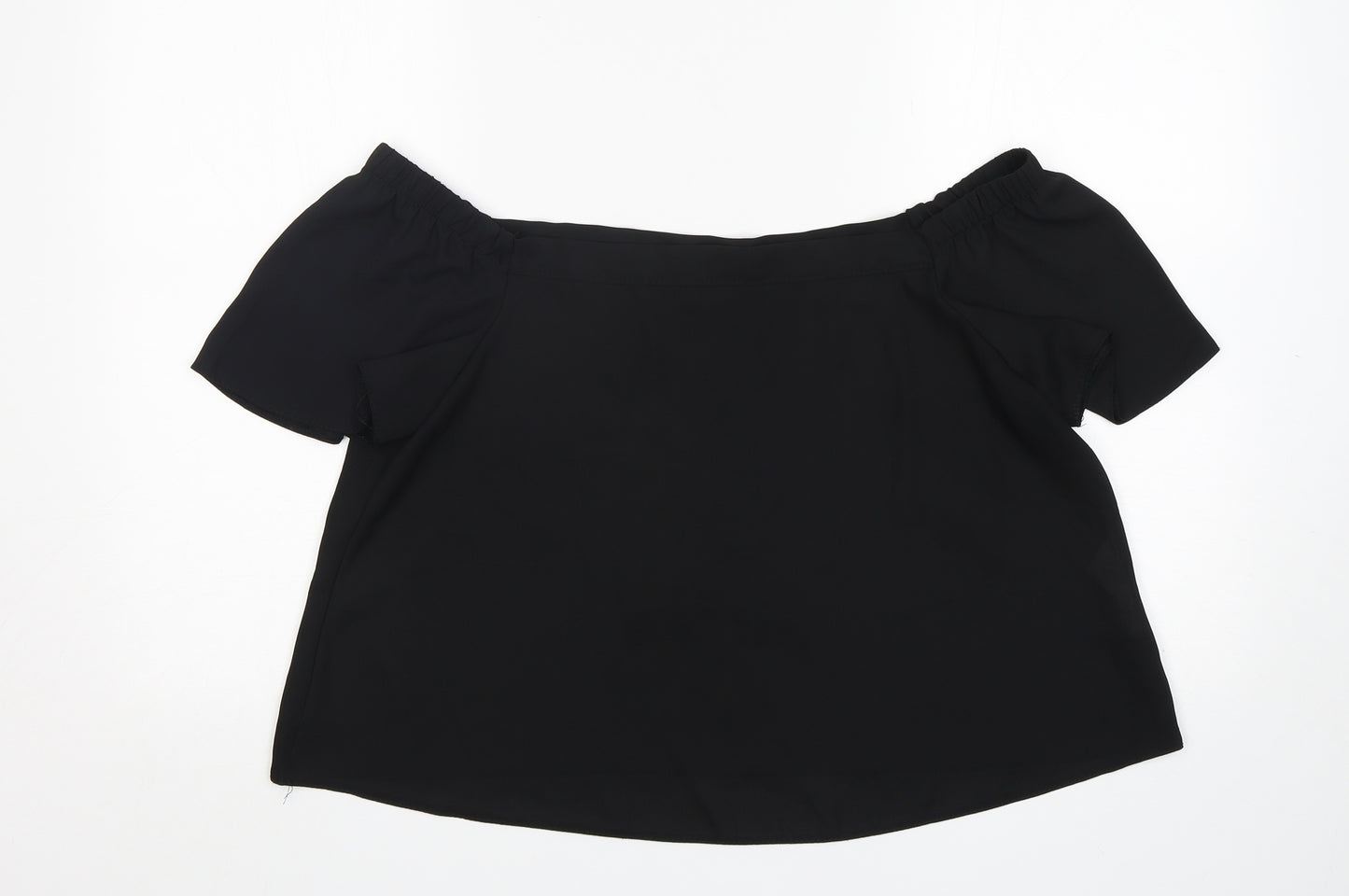 New Look Womens Black  Polyester Basic Blouse Size 12 Boat Neck