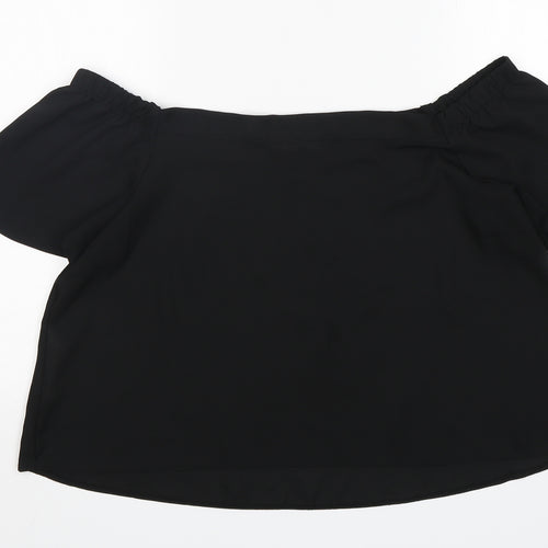 New Look Womens Black  Polyester Basic Blouse Size 12 Boat Neck