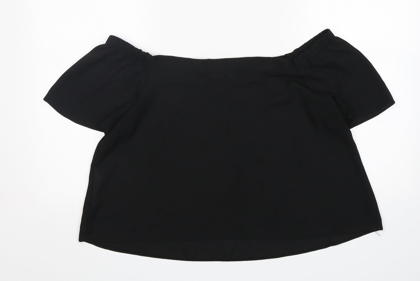 New Look Womens Black  Polyester Basic Blouse Size 12 Boat Neck