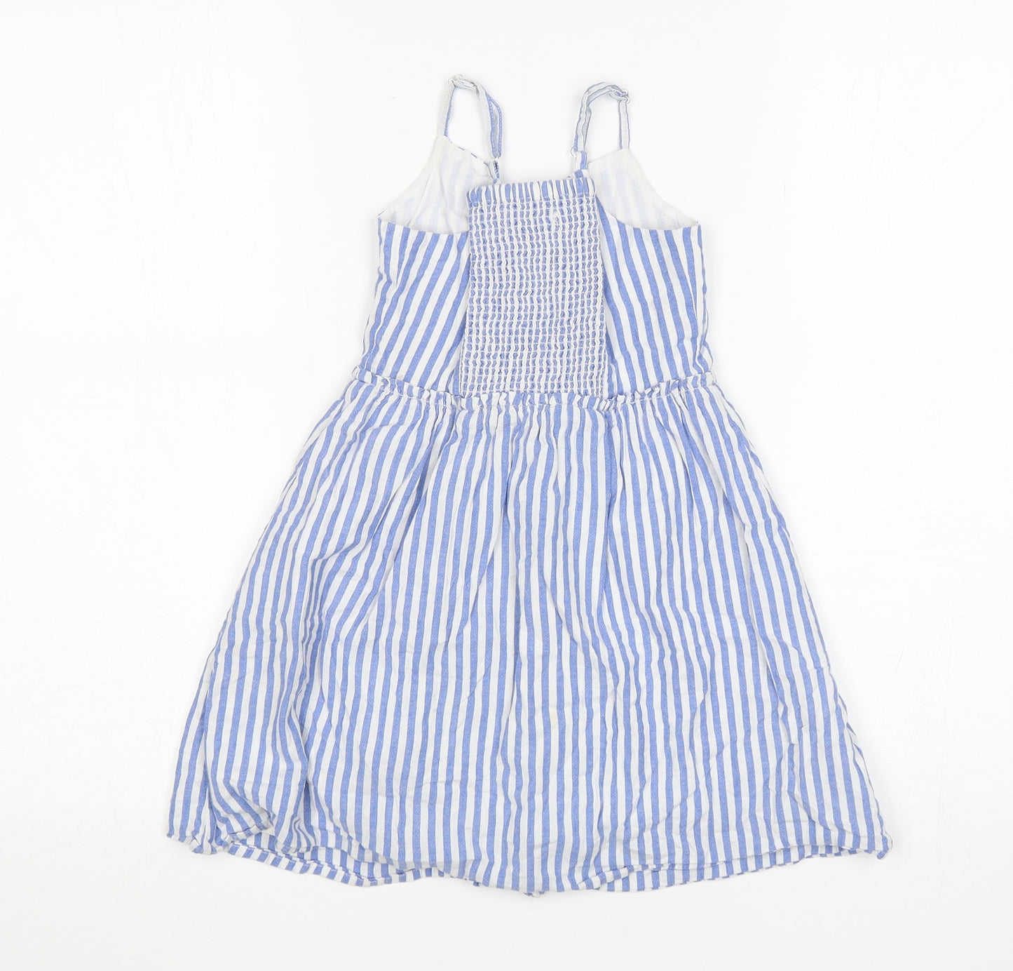 George Girls Blue Striped Cotton A-Line  Size 5-6 Years  Square Neck