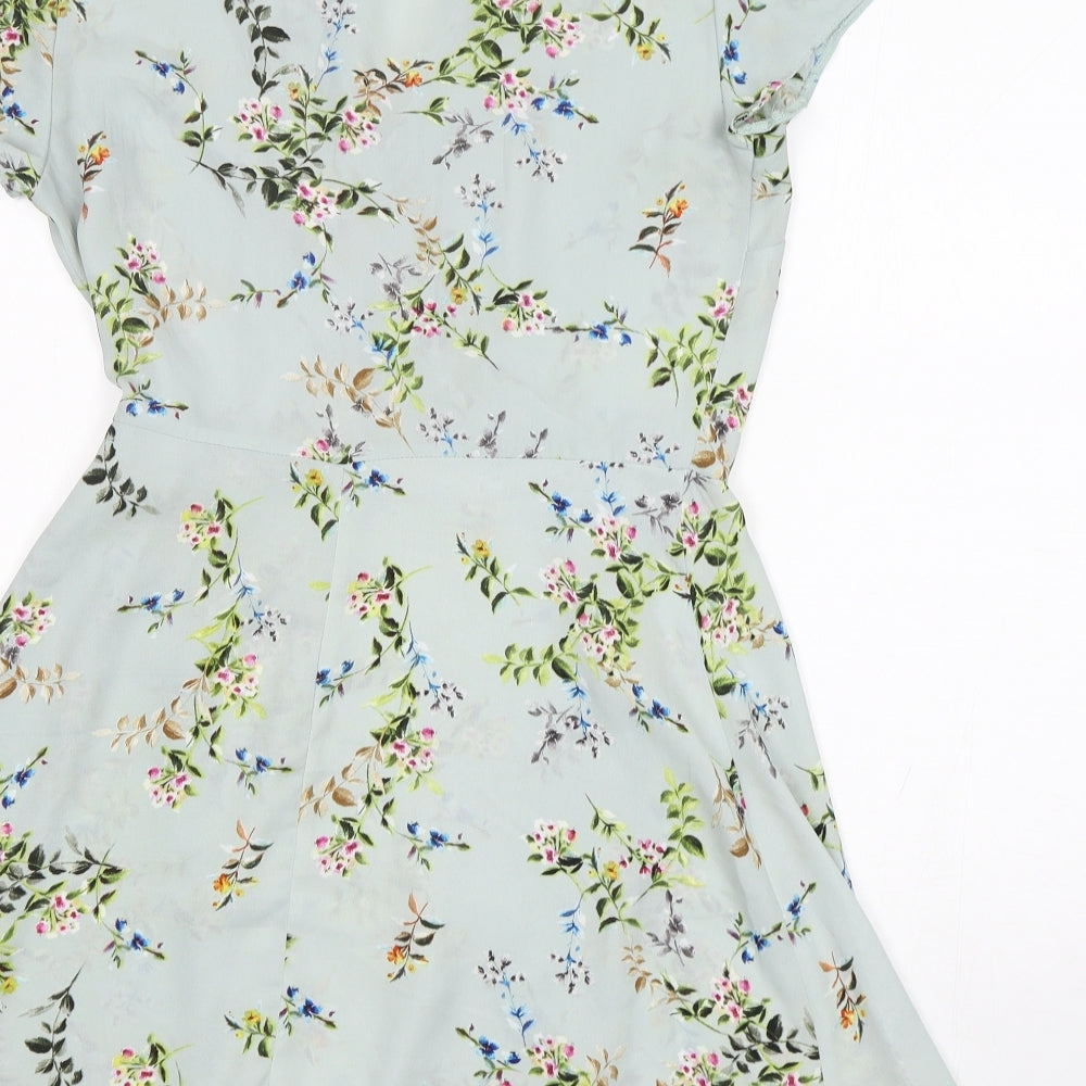 Atmosphere Womens Green Floral Polyester Fit & Flare  Size 12  V-Neck