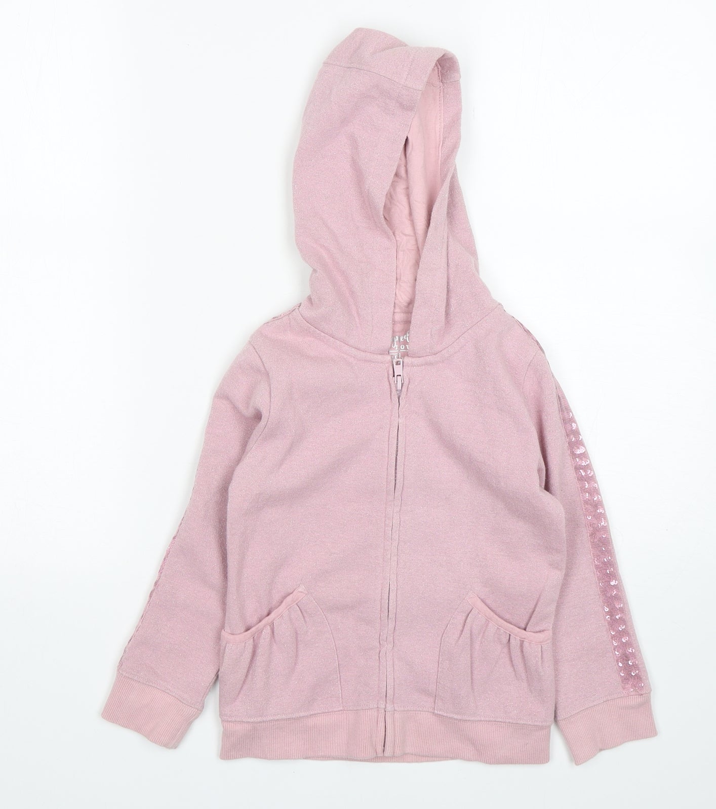 F&F Girls Pink  Cotton Full Zip Hoodie Size 5-6 Years