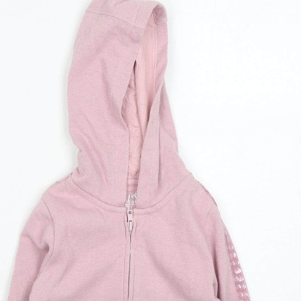 F&F Girls Pink  Cotton Full Zip Hoodie Size 5-6 Years