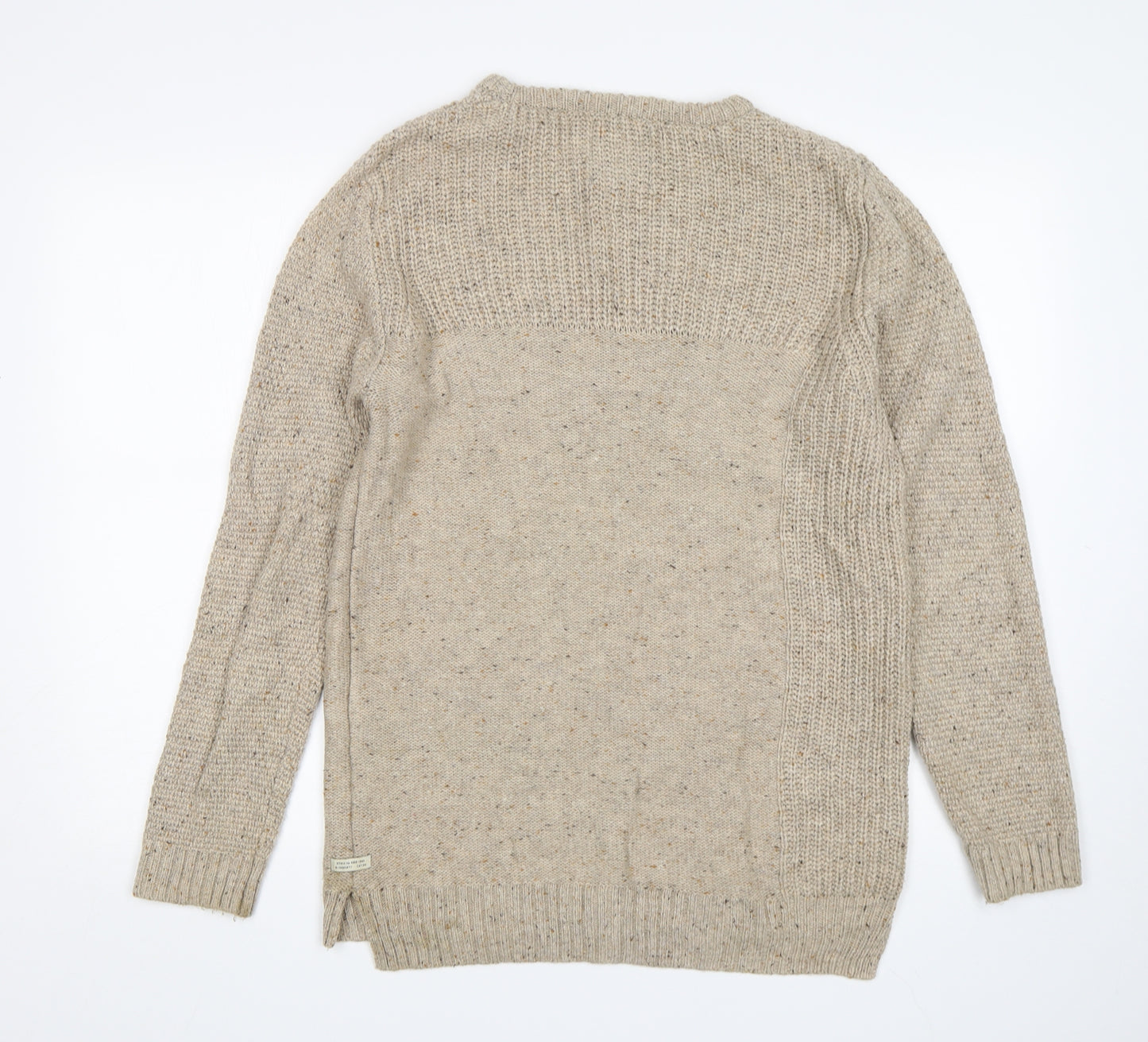 River Island  Mens Beige Round Neck  Acrylic Pullover Jumper Size S