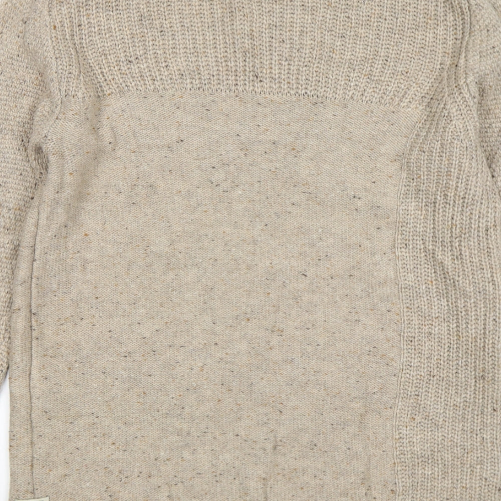 River Island  Mens Beige Round Neck  Acrylic Pullover Jumper Size S