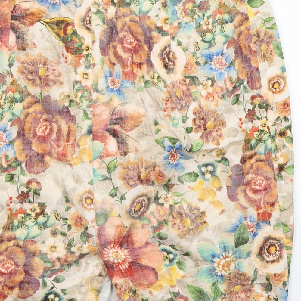 Zara Womens Multicoloured Floral Cotton Tulip Skirt Size L