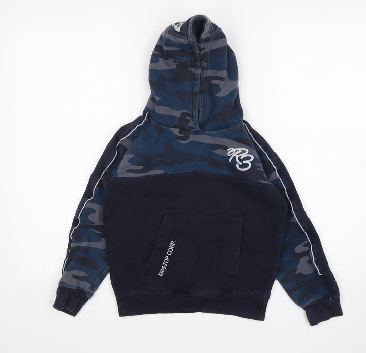 Ripstop Boys Blue Camouflage Cotton Pullover Hoodie Size S