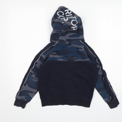 Ripstop Boys Blue Camouflage Cotton Pullover Hoodie Size S