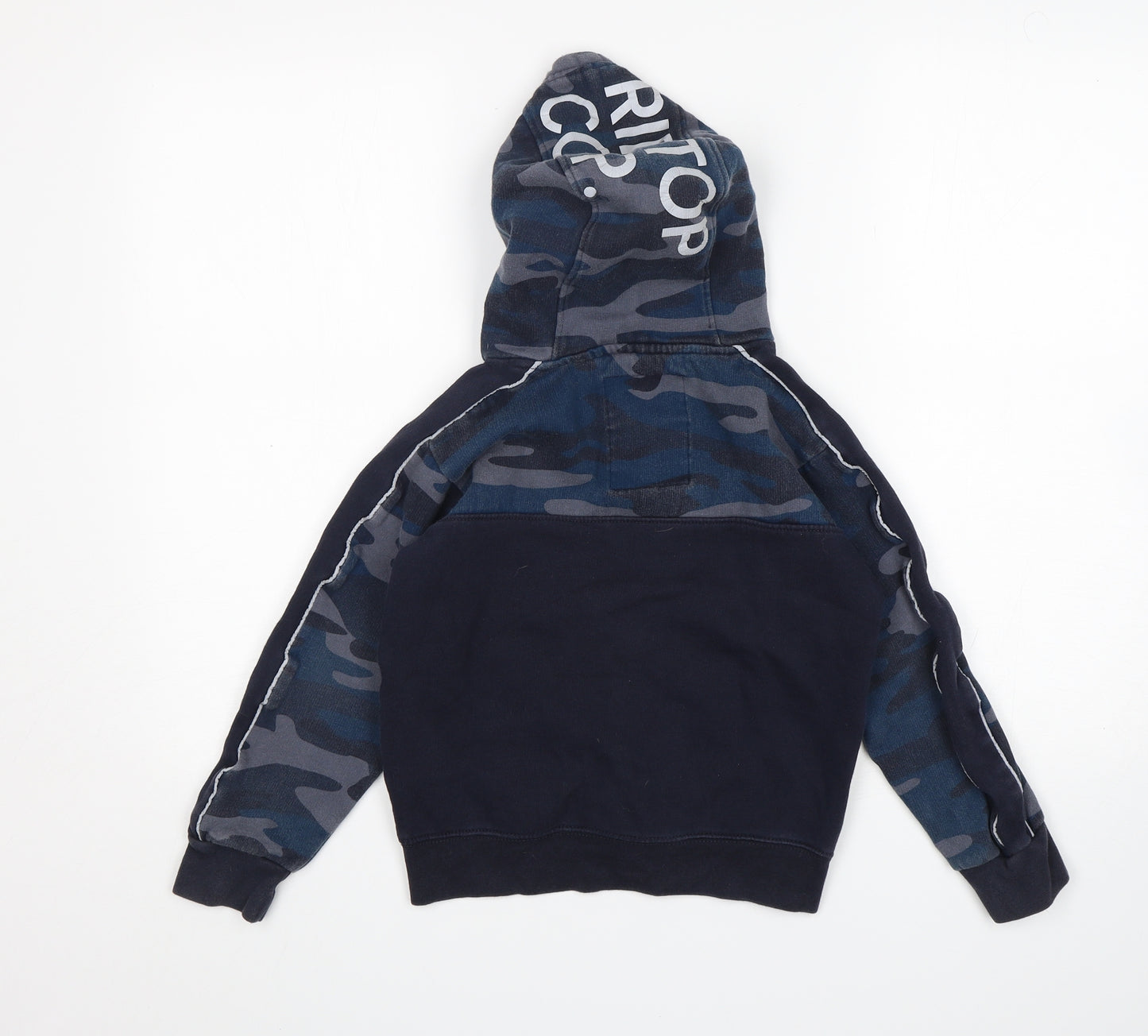 Ripstop Boys Blue Camouflage Cotton Pullover Hoodie Size S