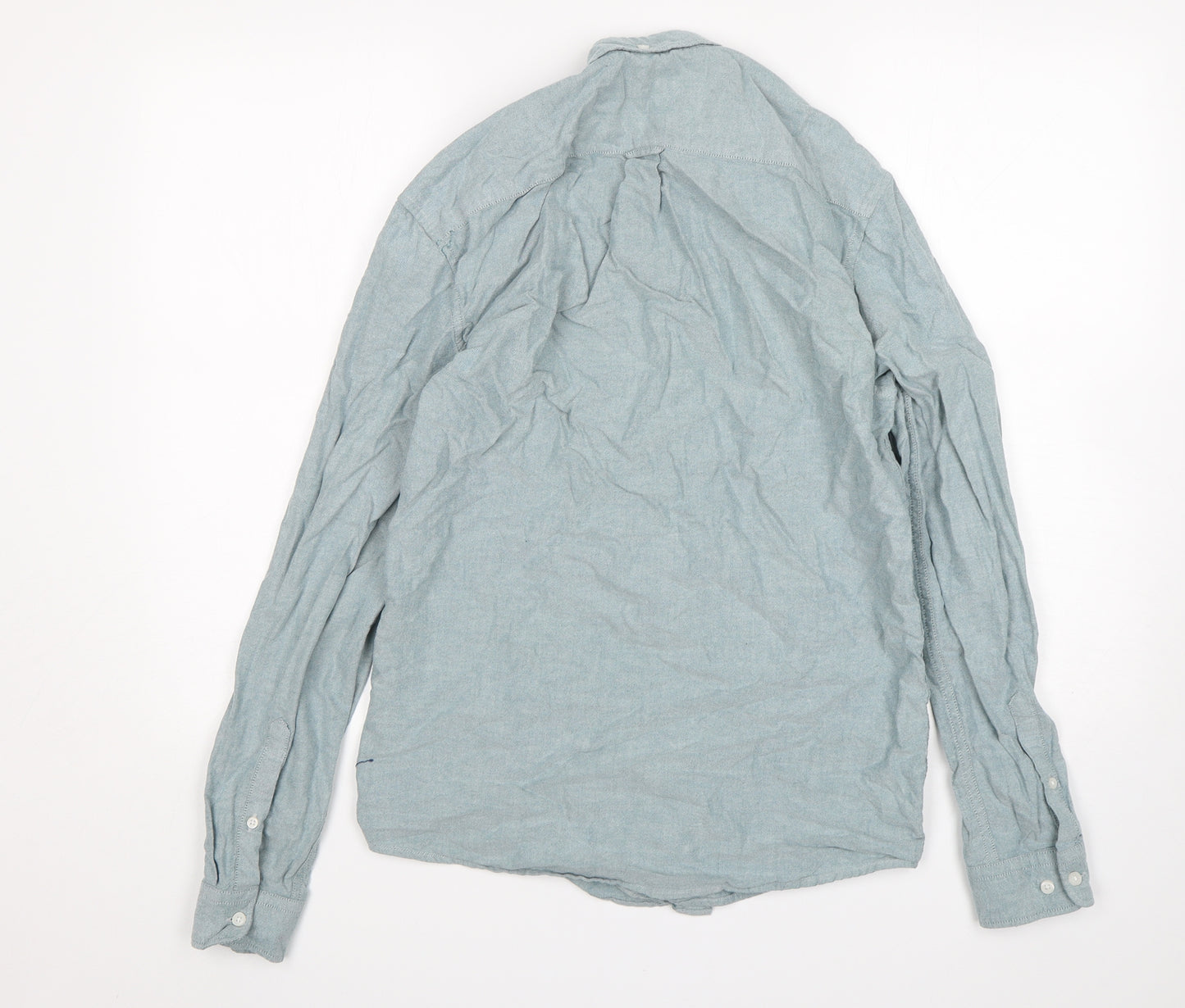 M&S Mens Green  Cotton  Button-Up Size S Collared