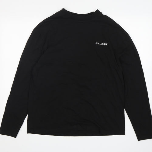 Collusion  Boys Black  Cotton Basic T-Shirt Size S Round Neck
