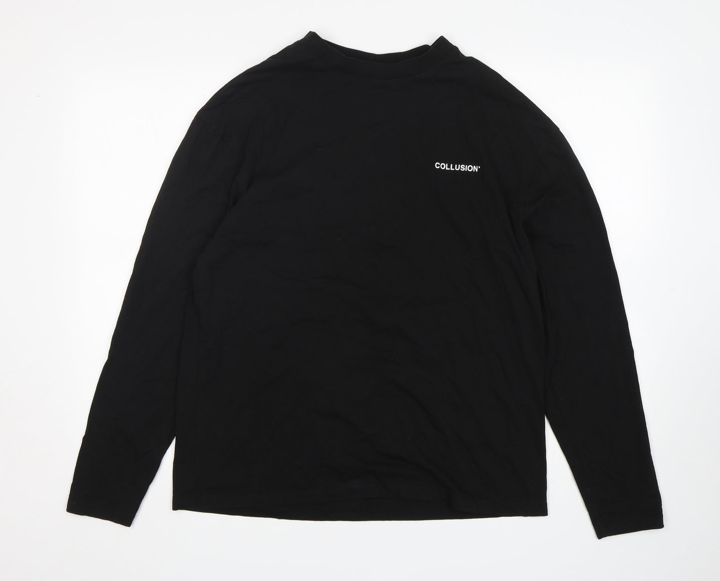 Collusion  Boys Black  Cotton Basic T-Shirt Size S Round Neck