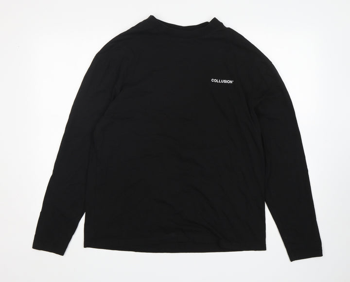 Collusion  Boys Black  Cotton Basic T-Shirt Size S Round Neck