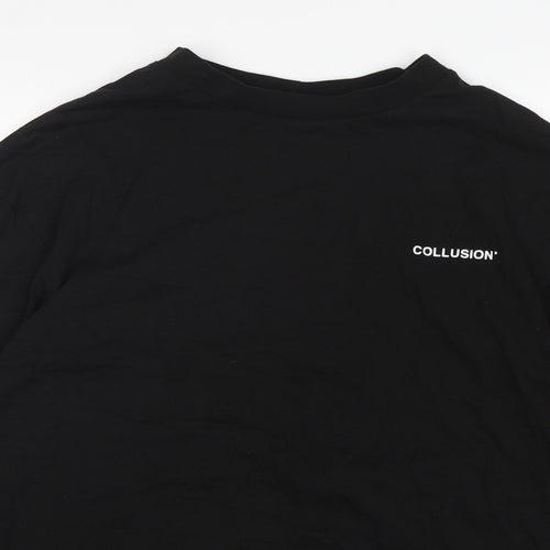 Collusion  Boys Black  Cotton Basic T-Shirt Size S Round Neck