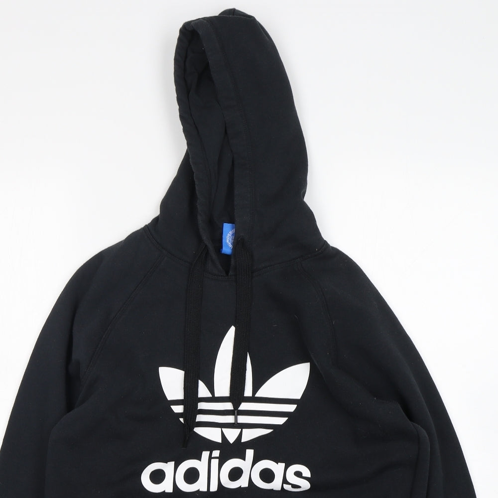 adidas Mens Black  Cotton Pullover Hoodie Size M