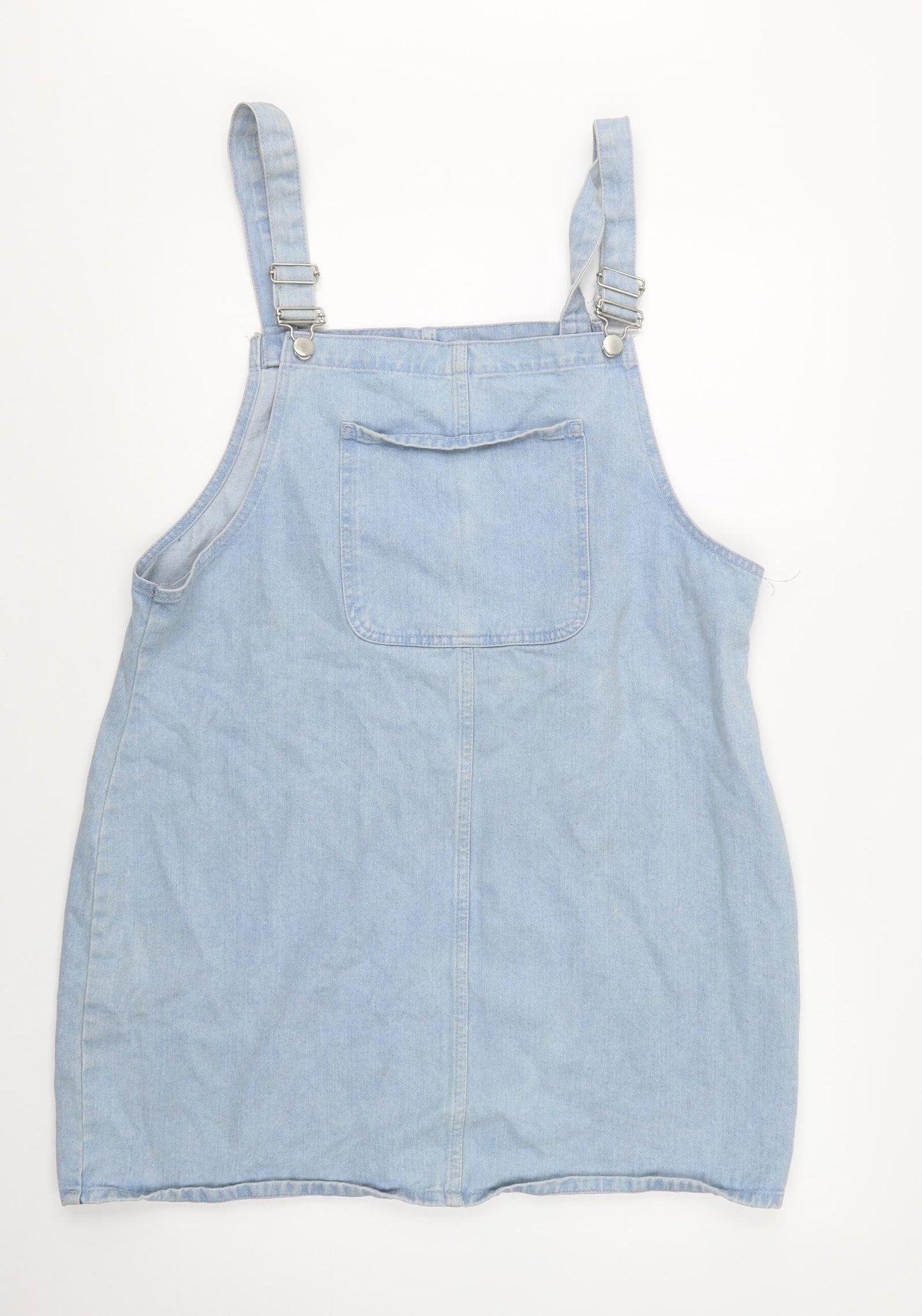 Primark Womens Blue  Cotton Pinafore/Dungaree Dress  Size 20  Square Neck Button
