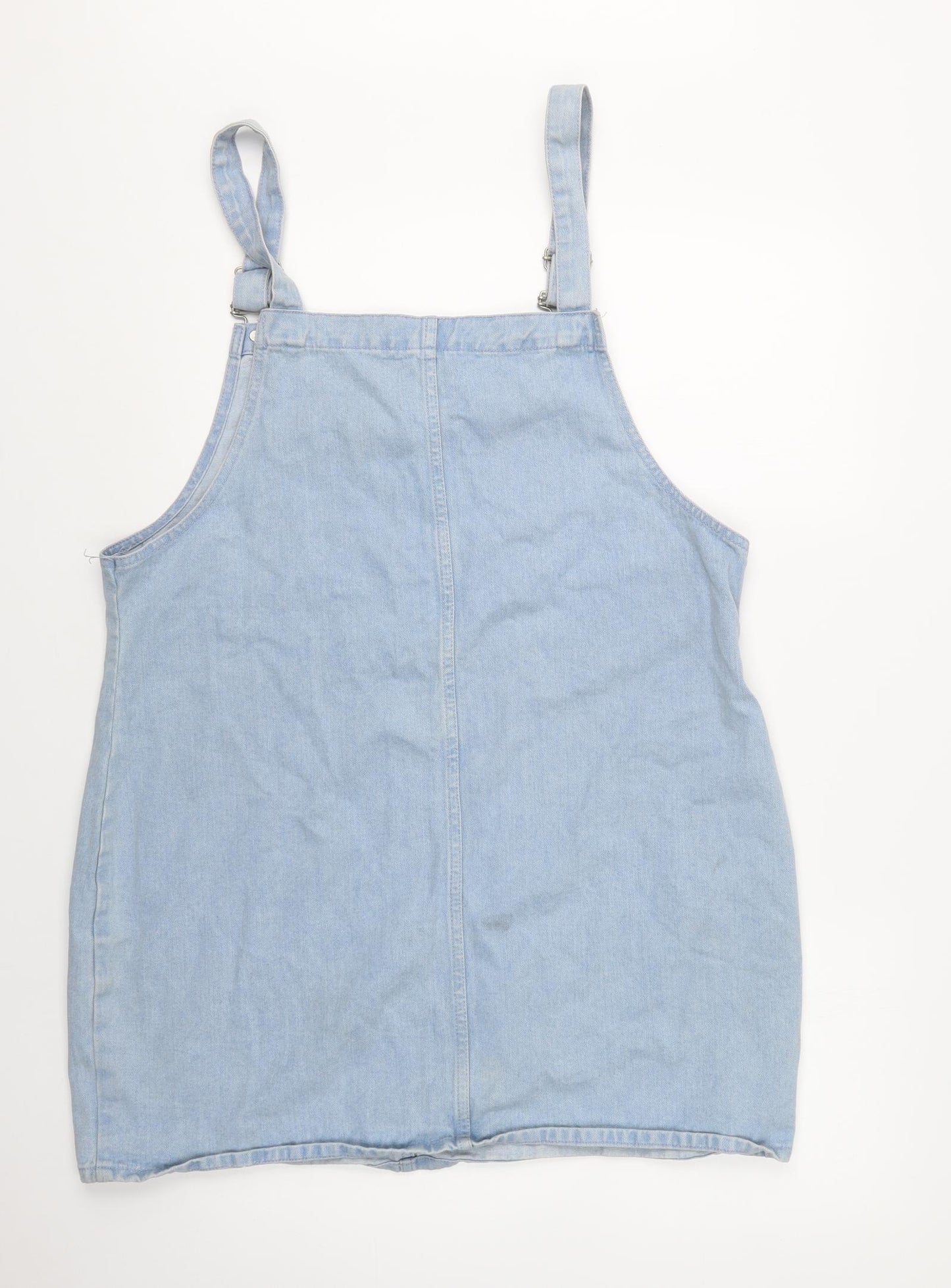 Primark Womens Blue  Cotton Pinafore/Dungaree Dress  Size 20  Square Neck Button