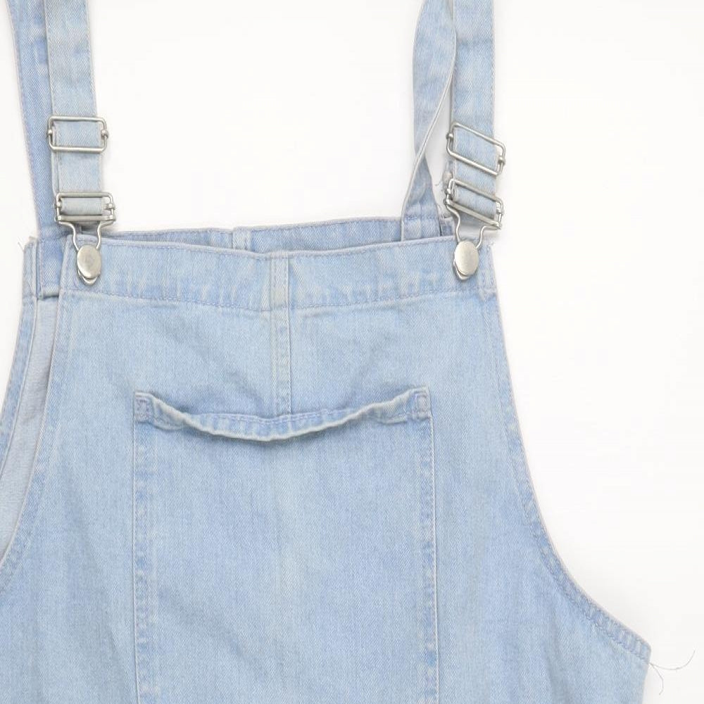 Primark Womens Blue  Cotton Pinafore/Dungaree Dress  Size 20  Square Neck Button