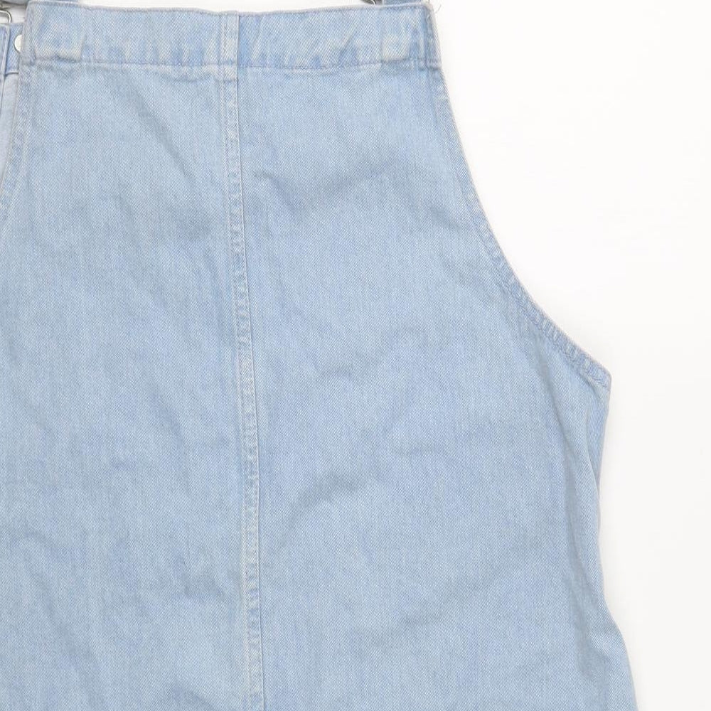 Primark Womens Blue  Cotton Pinafore/Dungaree Dress  Size 20  Square Neck Button