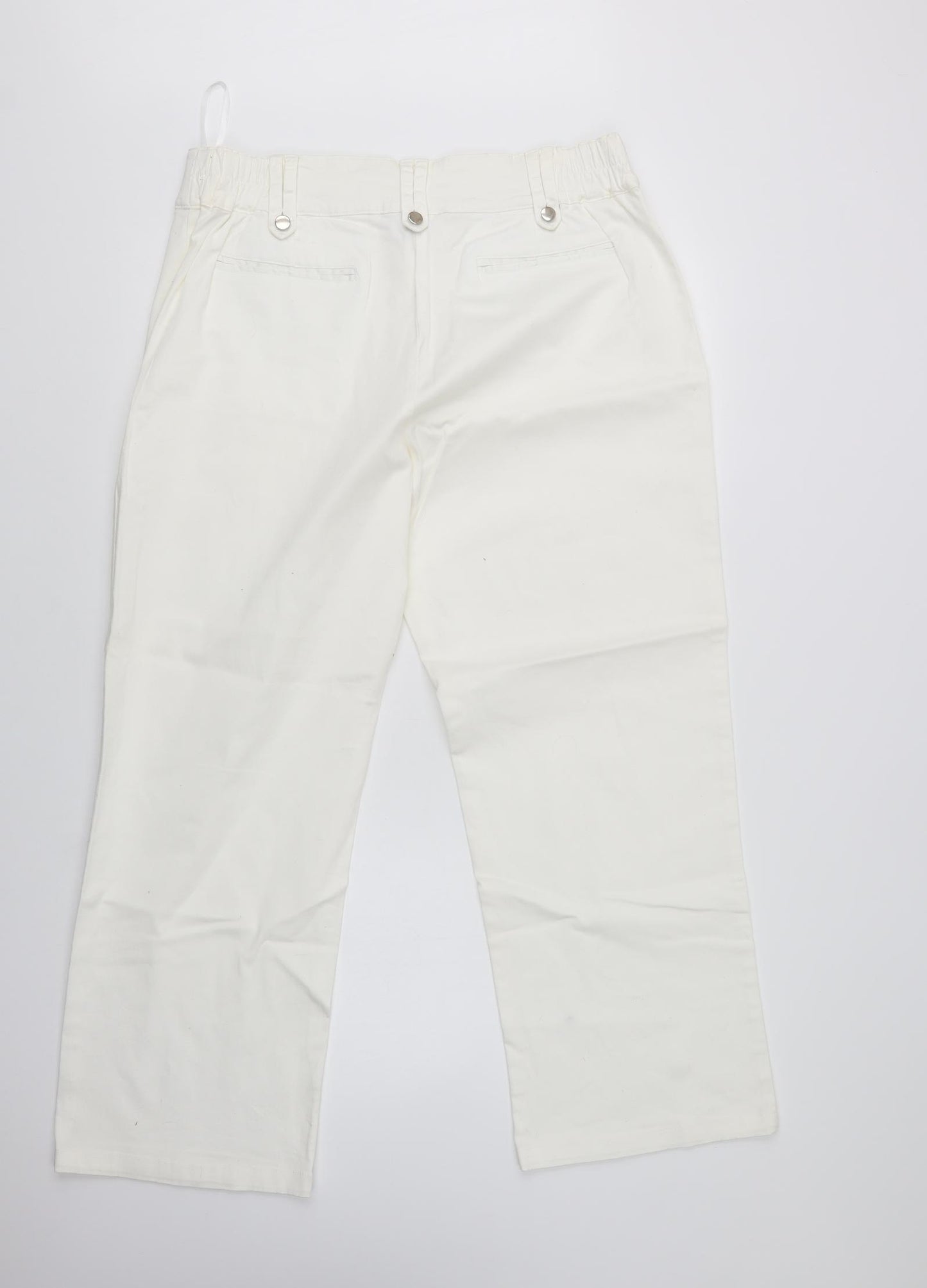 Damart Womens White  Cotton Wide-Leg Jeans Size 20 L29 in Regular Button