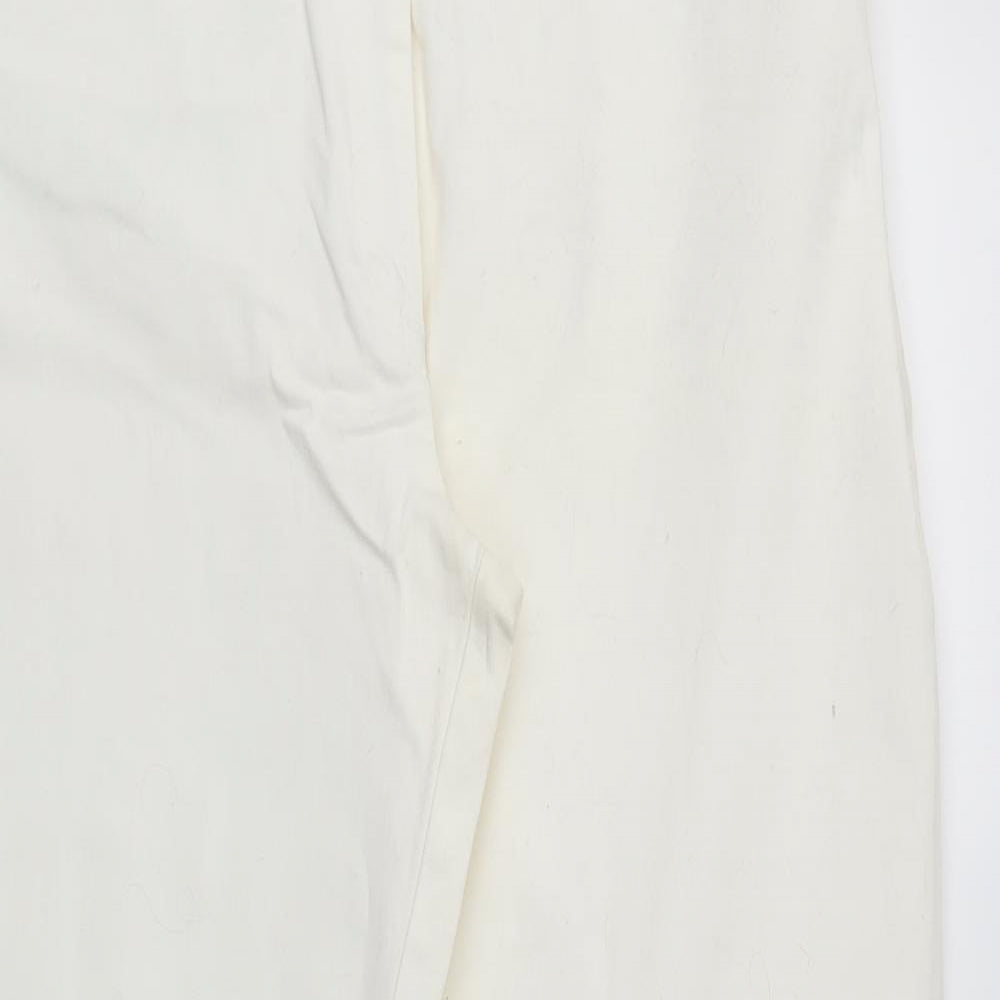 Damart Womens White  Cotton Wide-Leg Jeans Size 20 L29 in Regular Button