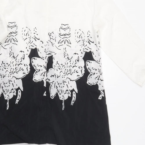 Eunice Lai Womens White Floral Polyester Shift  Size L  Round Neck Zip