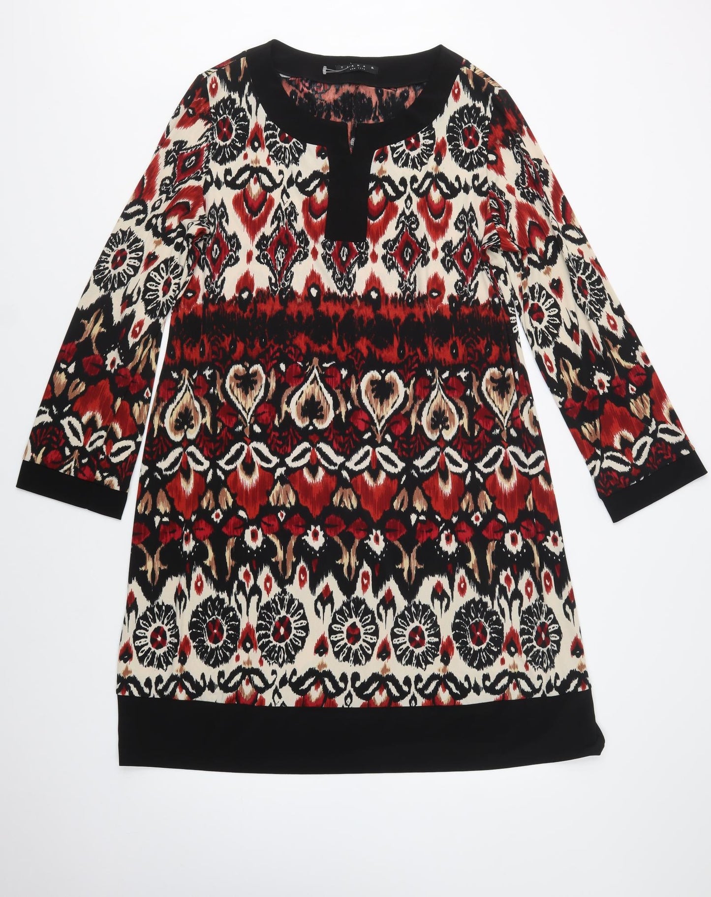 Tiana B Womens Multicoloured Geometric Polyester Shift  Size L  V-Neck