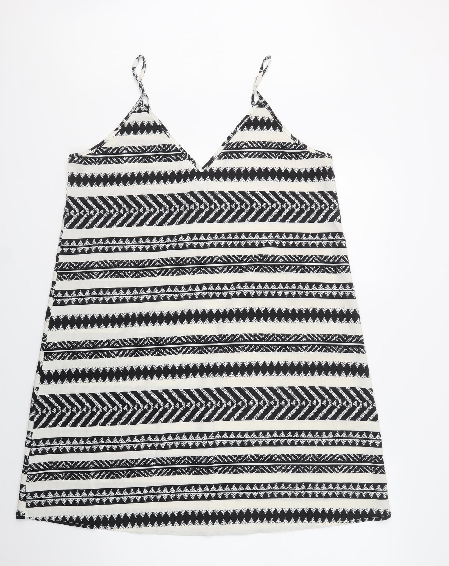 SheIn Womens White Geometric Polyester Slip Dress  Size XL  V-Neck