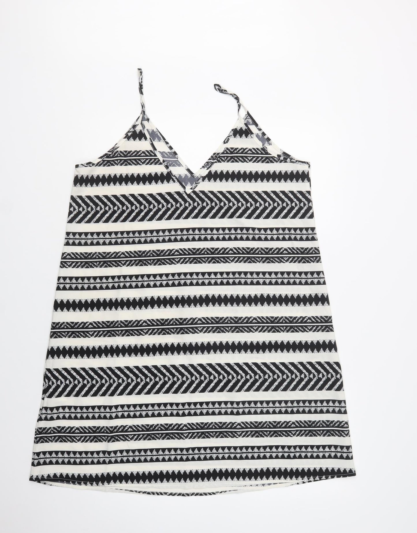 SheIn Womens White Geometric Polyester Slip Dress  Size XL  V-Neck