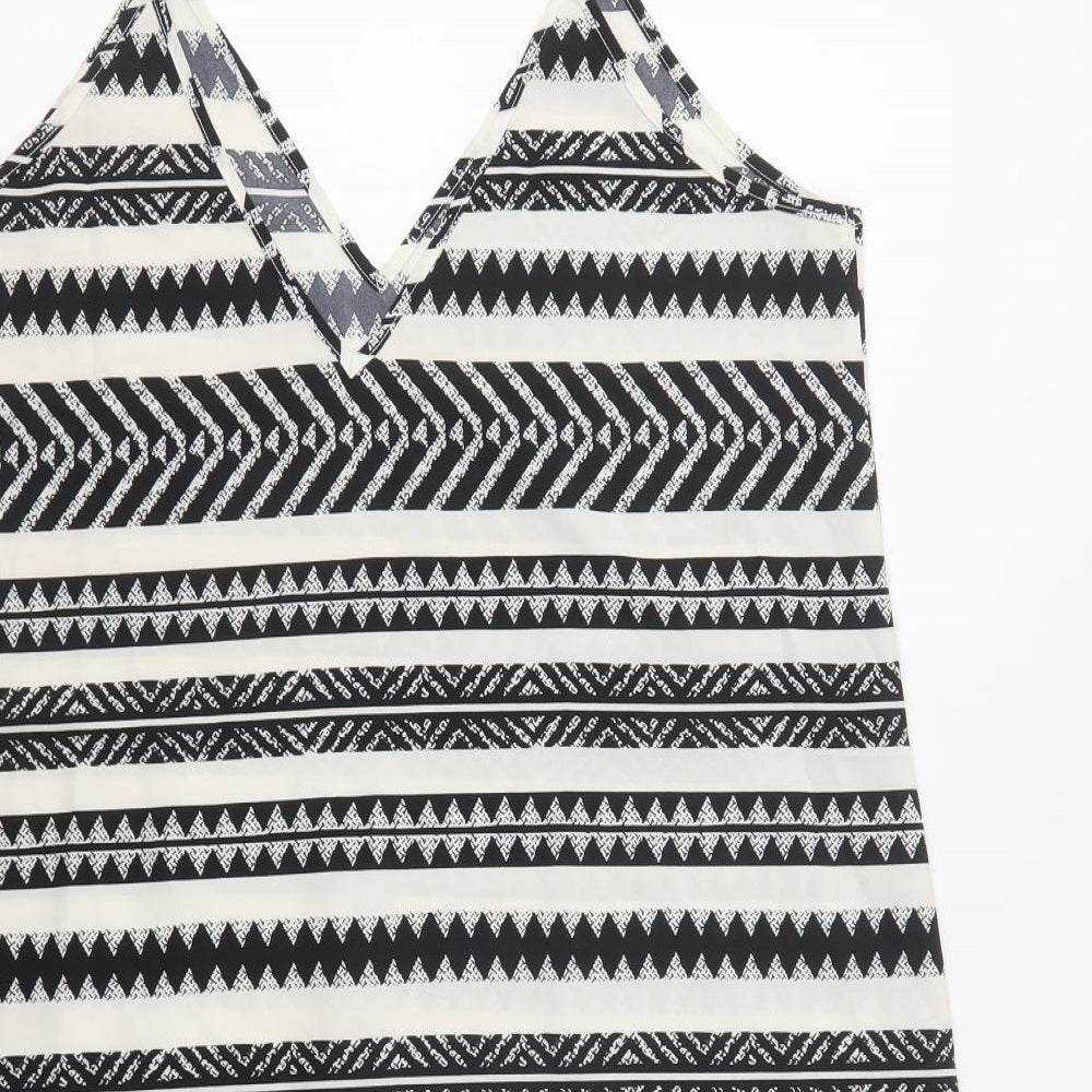 SheIn Womens White Geometric Polyester Slip Dress  Size XL  V-Neck