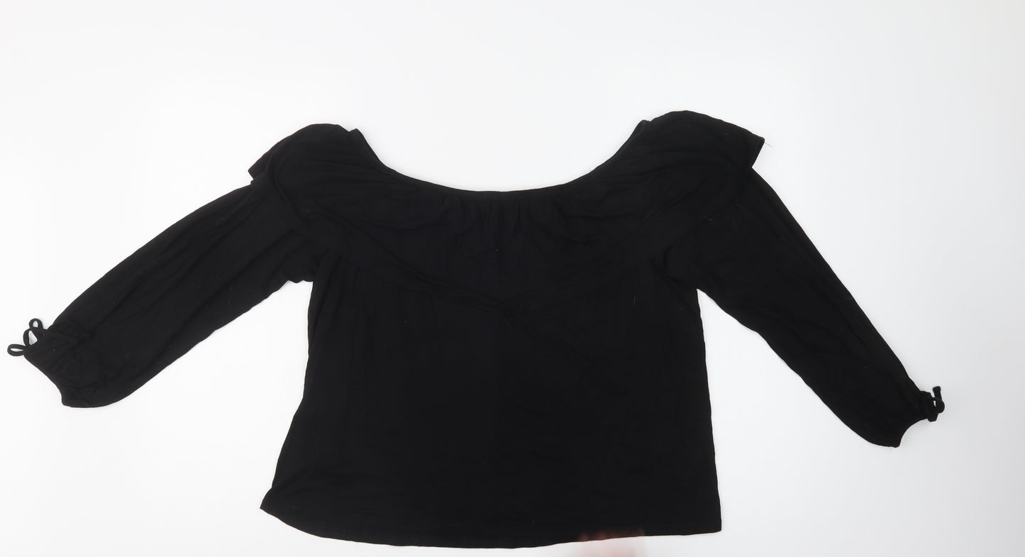 Primark Womens Black  Viscose Basic Blouse Size 18 Off the Shoulder