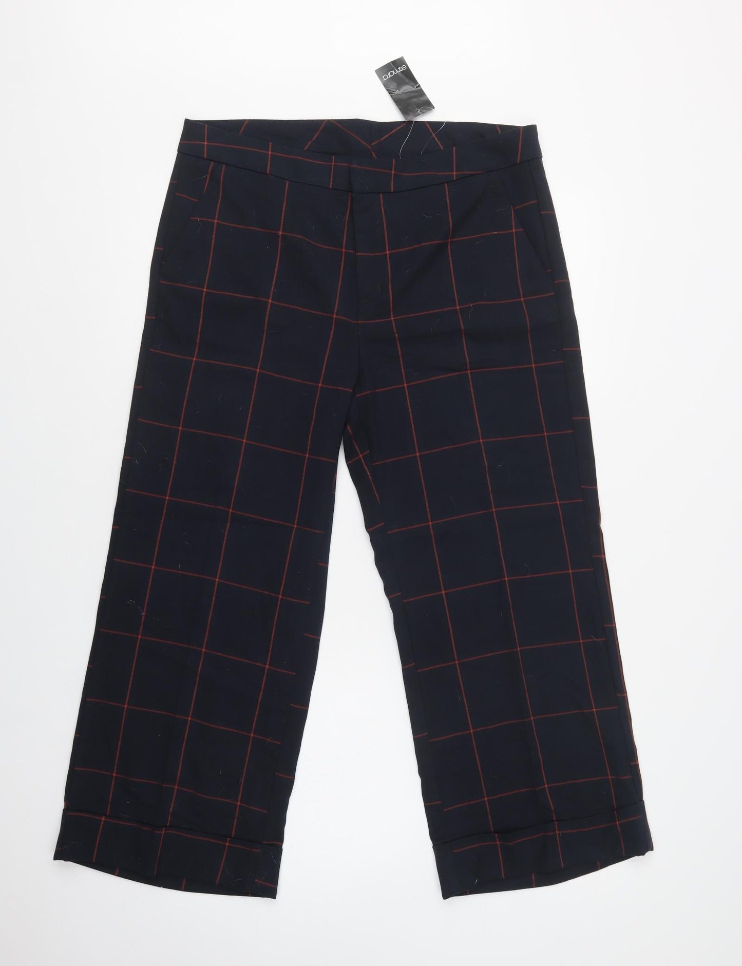 ESMARA Womens Blue Check Polyester Dress Pants Trousers Size 18 L28 in Regular Hook & Loop