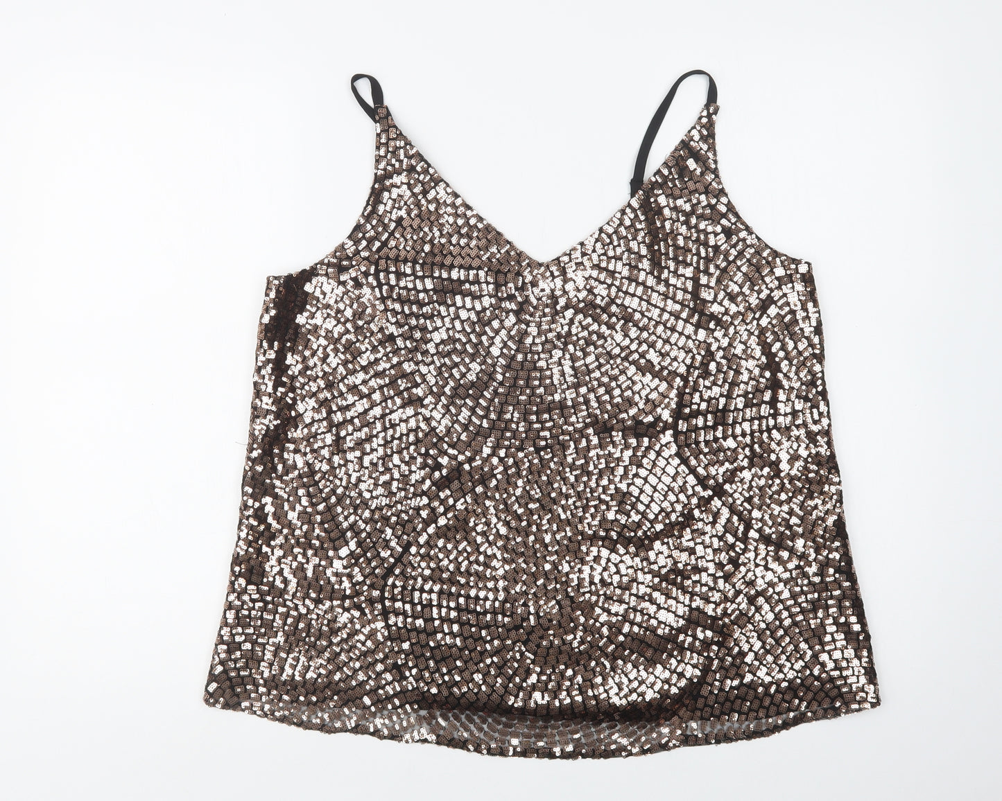 F&F Womens Gold  Polyester Camisole Blouse Size 16 V-Neck