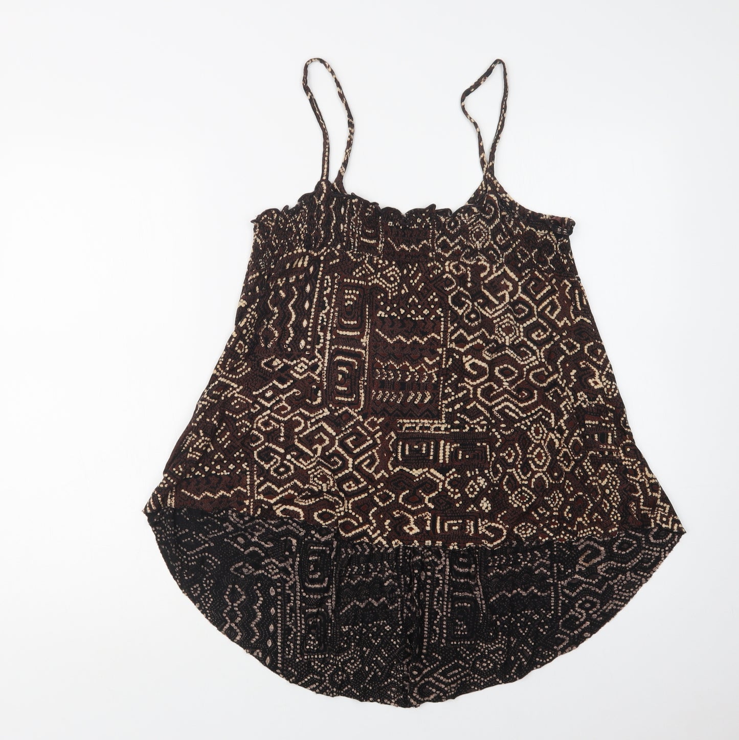 Evans Womens Brown Geometric Viscose Camisole Blouse Size 20 V-Neck