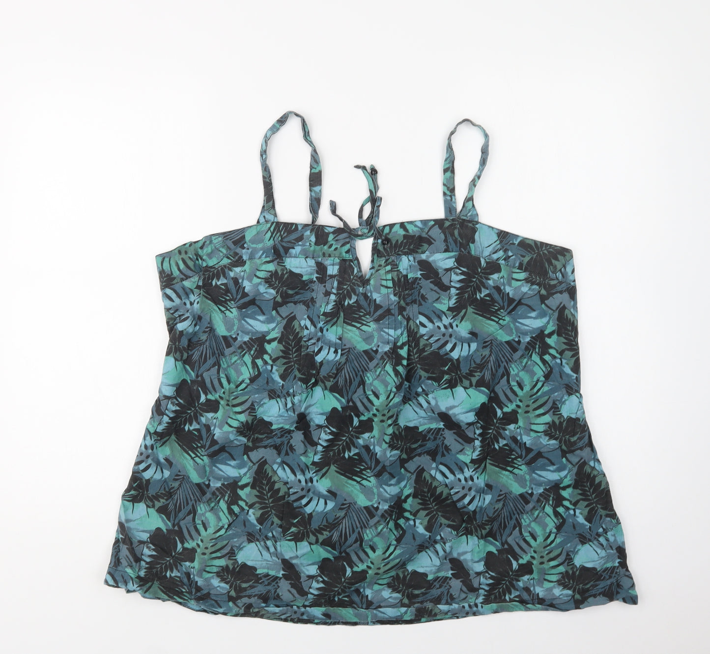George Womens Green Floral Cotton Camisole Blouse Size 18 Square Neck