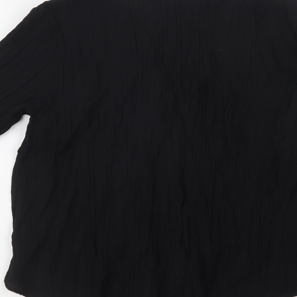 H&M Womens Black  Viscose Basic Blouse Size 18 V-Neck