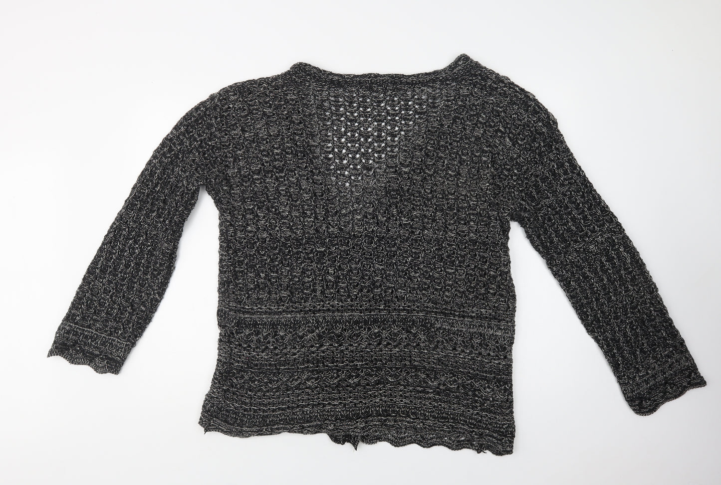 IQ Collection Womens Grey V-Neck  Cotton Cardigan Jumper Size L