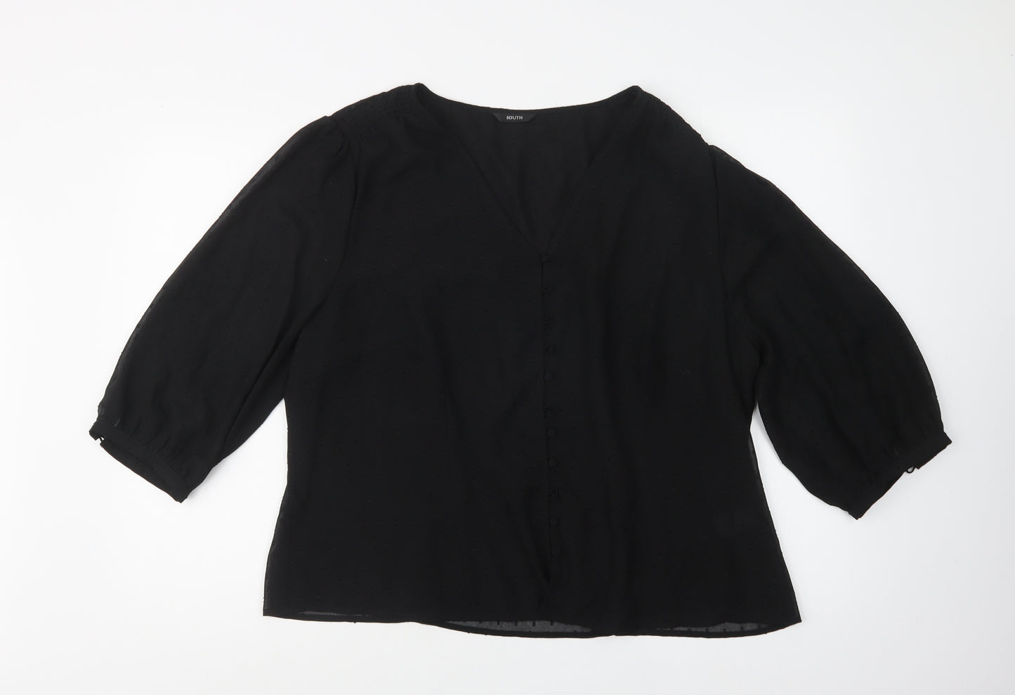 South Womens Black  Polyester Basic Blouse Size 20 V-Neck