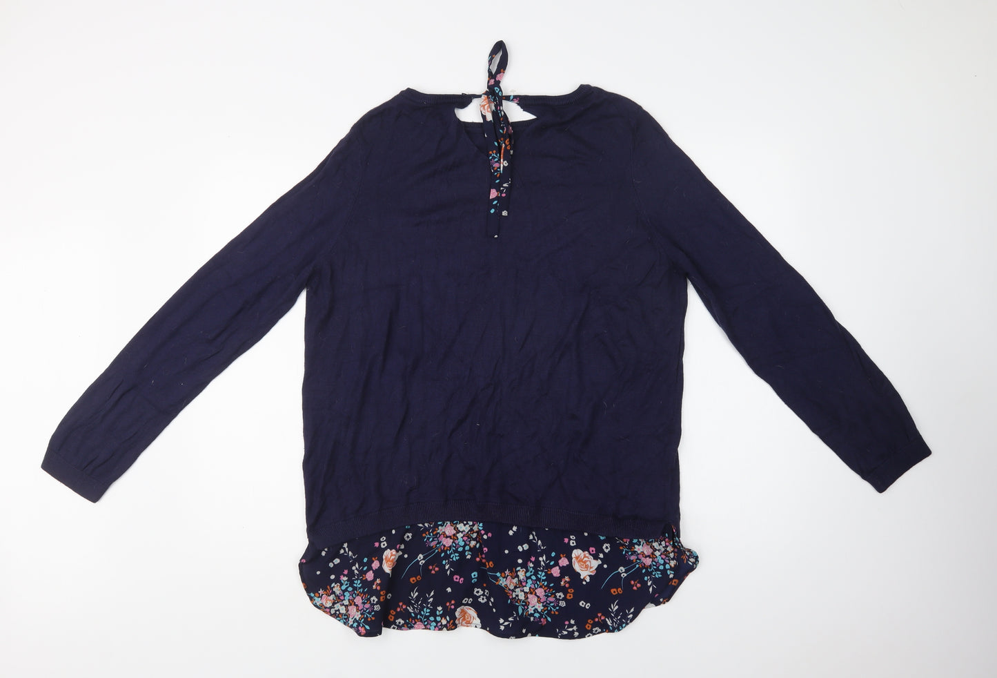 George Womens Blue Crew Neck Floral Viscose Pullover Jumper Size 18