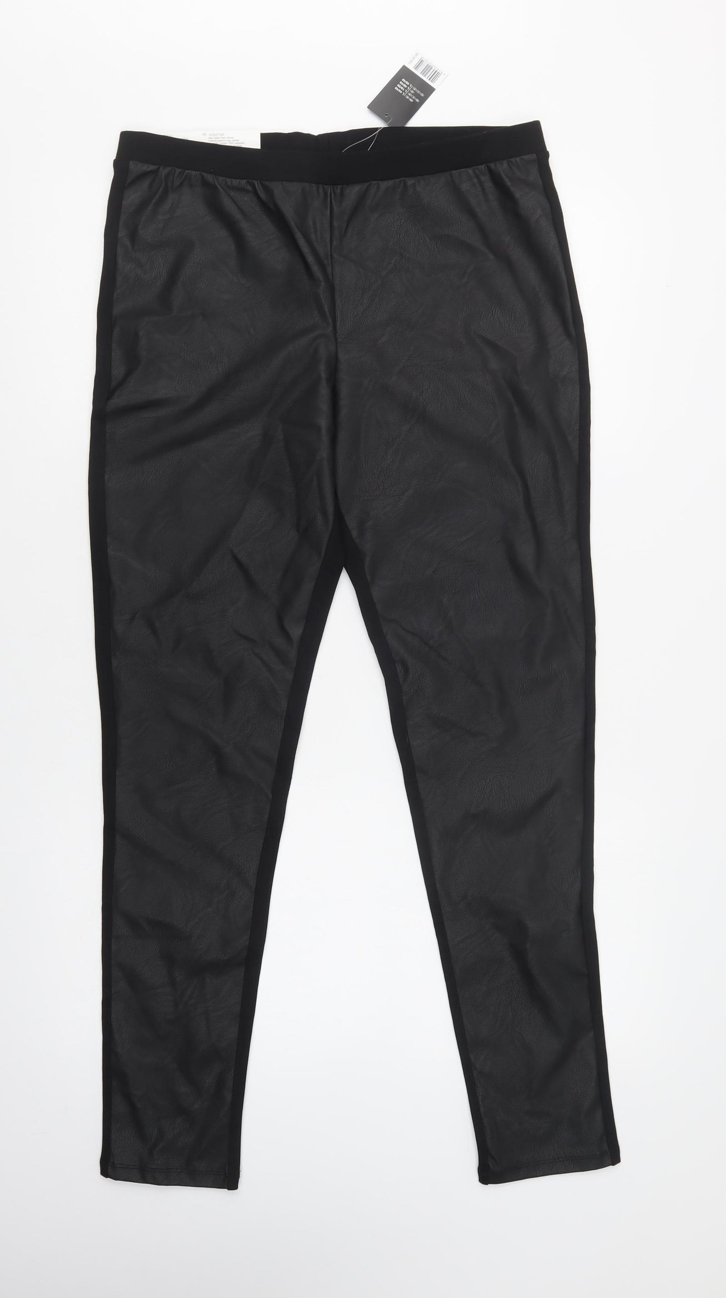 ESMARA Womens Black  Polyester Jegging Leggings Size 18 L30 in   - Faux Leather