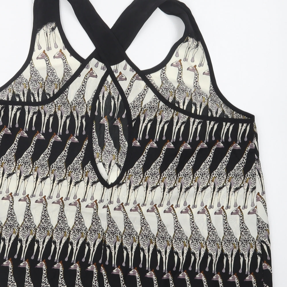 George Womens Black Geometric Polyester Basic Blouse Size 18 Scoop Neck