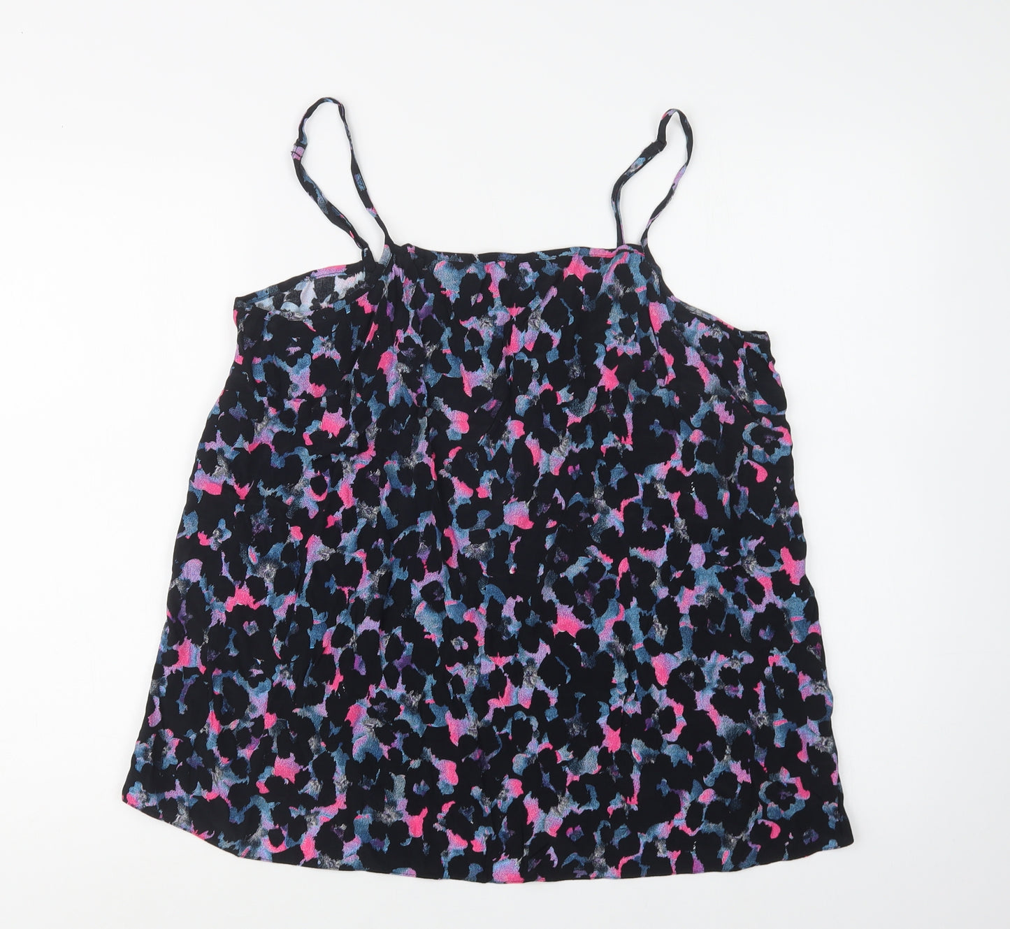 F&F Womens Black Animal Print Viscose Camisole Blouse Size 18 Square Neck