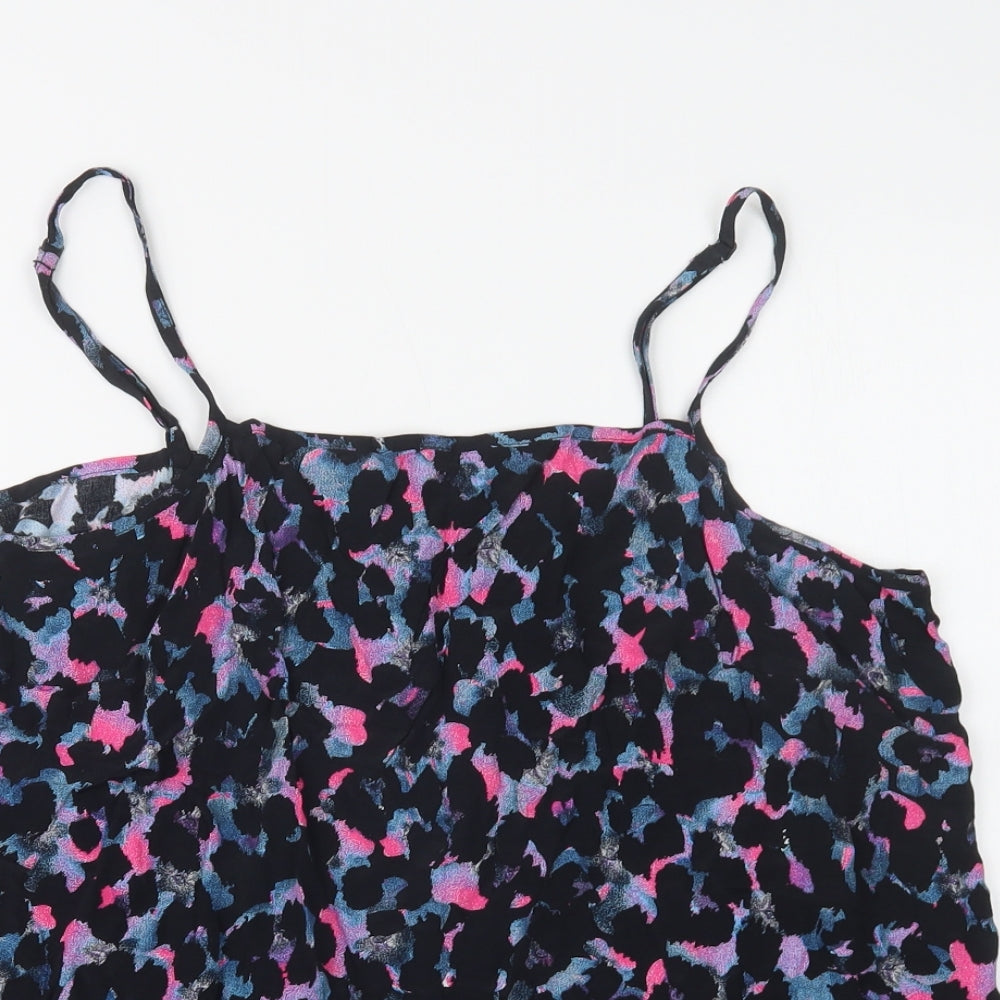 F&F Womens Black Animal Print Viscose Camisole Blouse Size 18 Square Neck