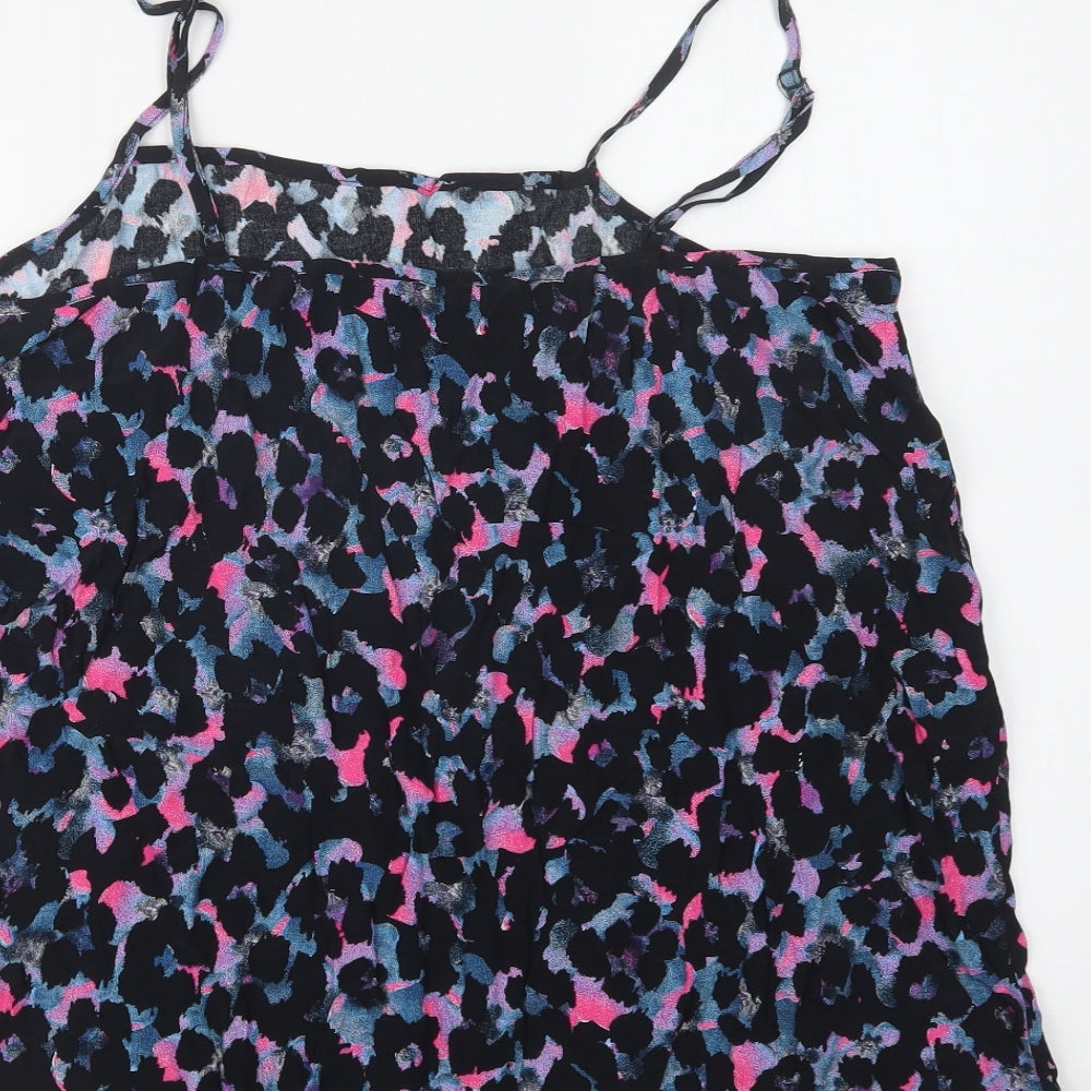 F&F Womens Black Animal Print Viscose Camisole Blouse Size 18 Square Neck